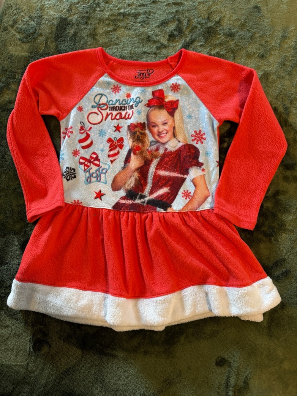 JoJo Siwa Christmas top Size Small 4/5 Red pink